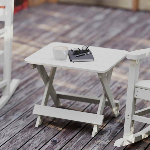 Flash Furniture White Portable Folding Adirondack Side Table LE-HMP-2012-1620H-WT-GG